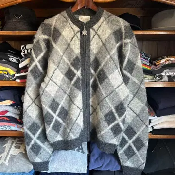 60s 반 휴센 모헤어 가디건 아가일