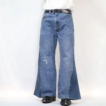 [ 리메이크 ] 재구축 배기 플레어 데님 와이드 벨보텀 하의