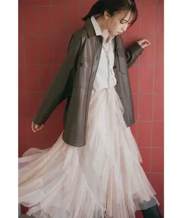 COCO DEAL 코코딜 튤 에스카르고 프릴 플레어 스커트