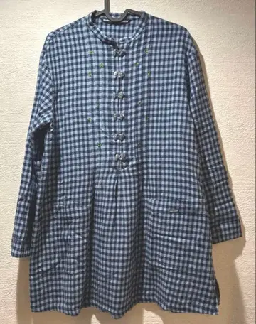 마드모아젤 논논 깅엄 원피스 클로버 자수 밴드 카라