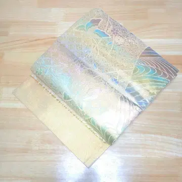 레인보우 컬러 x 나비 반짝이는 금실 순수 실크 나고야 오비 특가 선착순