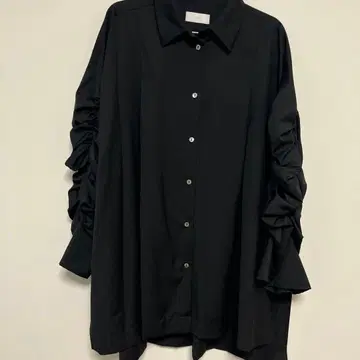 HARE 블랙 블라우스 긴팔 셔링 셔츠