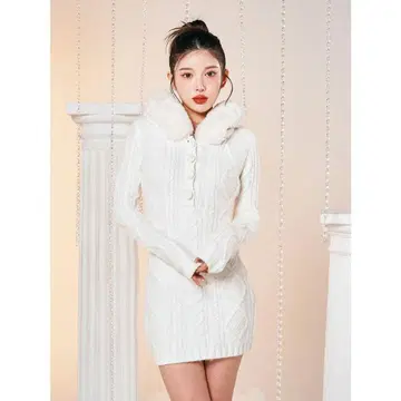 Darich 후드 부착 케이블 짜임 롱 원피스