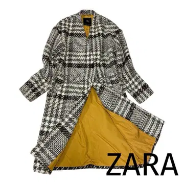 ZARA 레어 체크 무늬 트위드 코트 노카라 코트 M 사이즈 상당
