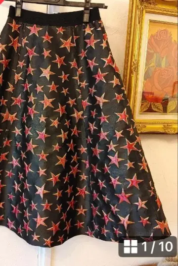 레이디 아젤 별 패턴 자카드 플레어 스커트 s