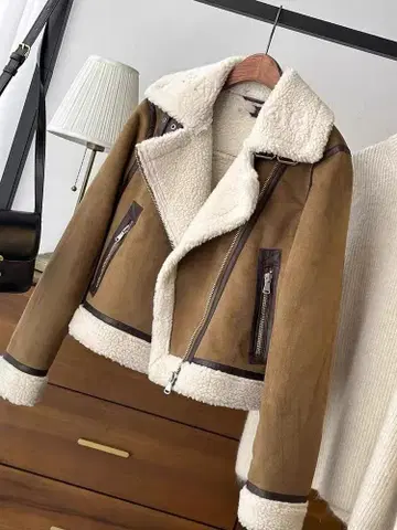 브라운 양가죽 라이더 자켓