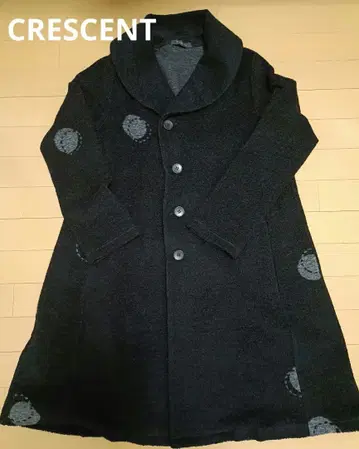 크레센트 울 혼방 도트 무늬 코트