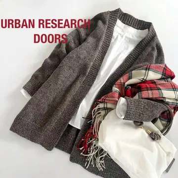 URBAN RESEARCH DOORS 페루 로우게이지 니트 가디건