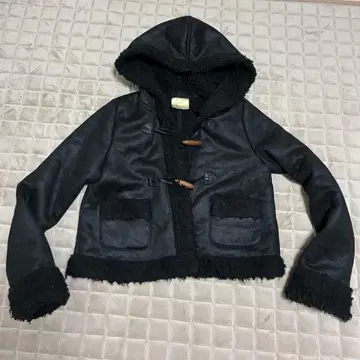 블랙 S 사이즈 보아 자켓 여성용 짧은 무스탕 코트