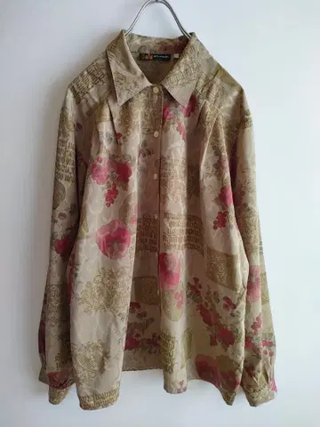 스페인산 패턴 셔츠 꽃무늬 베이지 빈티지 셔츠