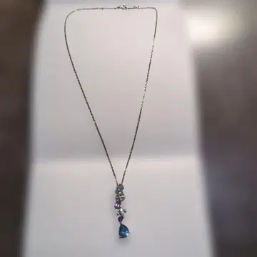 실버 925 청보라 보석 펜던트 목걸이