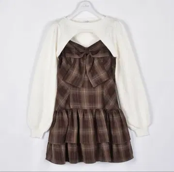 evelyn 리본 볼레로 원피스 브라운