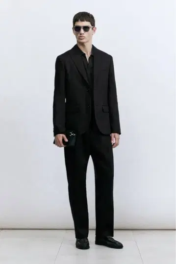 H&M 린넨 블렌드 테일러드 자켓