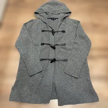 INDIVI 후드 부착 그레이 니트 코트 38 사이즈