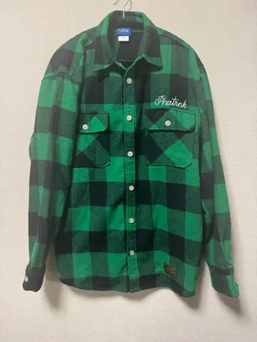 PHATRNK 그린 블랙 체크 플란넬 셔츠 M