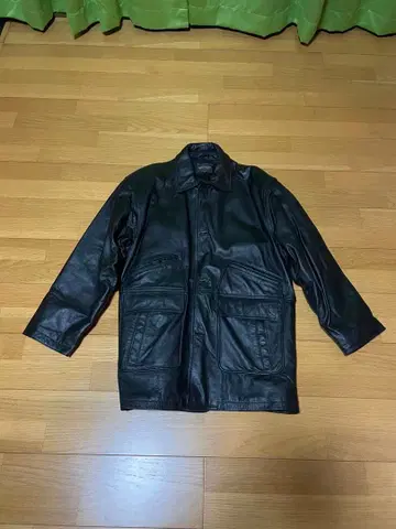 블랙 가죽 코트 오버 사이즈