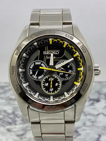 SEIKO 솔라 크로노그래프 V14J-0BS0 견고 벨트 블랙