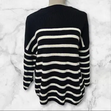 Samansa Mos2 blue 보더 니트 스웨터 F 화이트 블랙