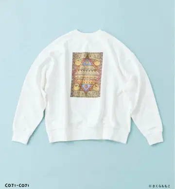 DISCOAT 코지코지 팩 프린트 맨투맨 화이트