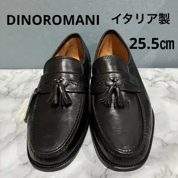 [ 이탈리아제 미사용 ] DINOROMANI 블랙 태슬 장식 가죽 로퍼