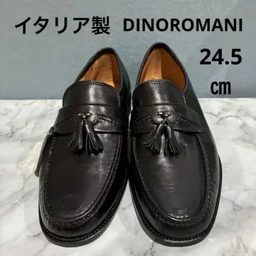 [ 이탈리아제 미사용 ] DINOROMANI 블랙 태슬 장식 가죽 로퍼