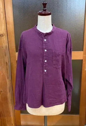 D.M.G. 도밍고 린넨 긴팔 스탠드 카라 셔츠 일본제