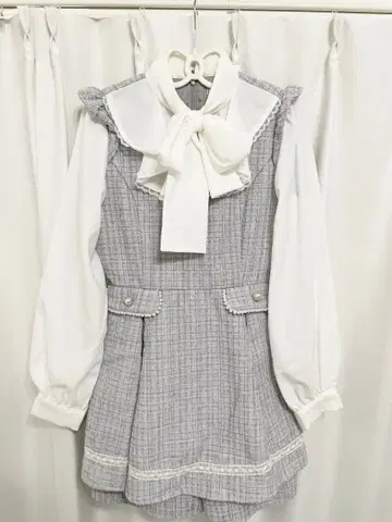 Ank Rouge 스카이블루 트위드 콤비네존