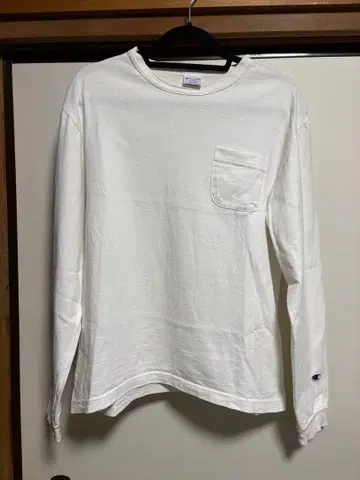 Champion T1011 화이트 M 사이즈 긴팔T셔츠