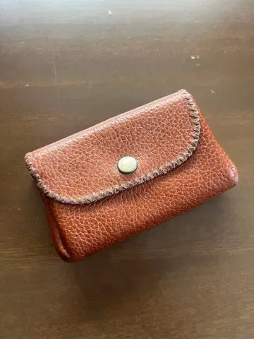 아날로지코 브라운 가죽 미니 지갑 스냅 버튼식