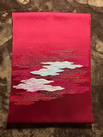 빨간색 구름 자수 나고야 오비