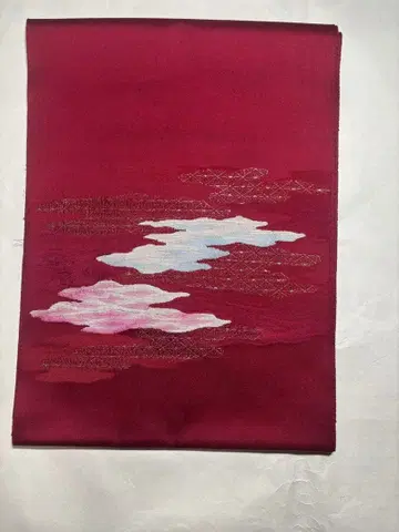 미사용 새상품 빨간색 구름 자수 나고야 오비