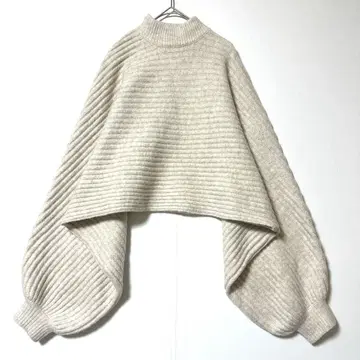 간사이 패션 연합 케이프풍 돌먼 슬리브 니트 L 입체 리브 베이지R