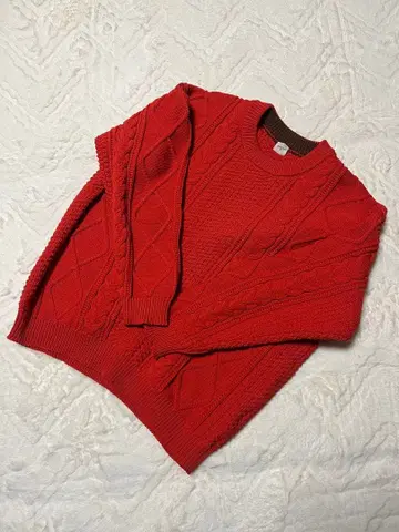 [ 새상품급 ] EDIFICE 케이블 니트 레드 스웨터