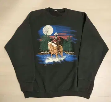 90s 맨투맨 카우보이 블랙 아트 애니멀 말