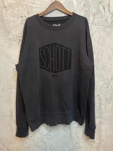 - Schott - 샷 빅 로고 맨투맨 USA 구제 의류 블랙