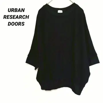 3031M 어반 리서치 도어스 7부 소매 티셔츠 리브 니트 블랙 상의