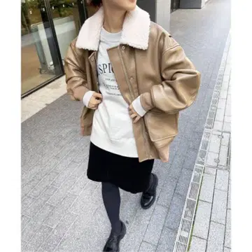 Spick&Span 인조 가죽 G-1 자켓 카멜 36