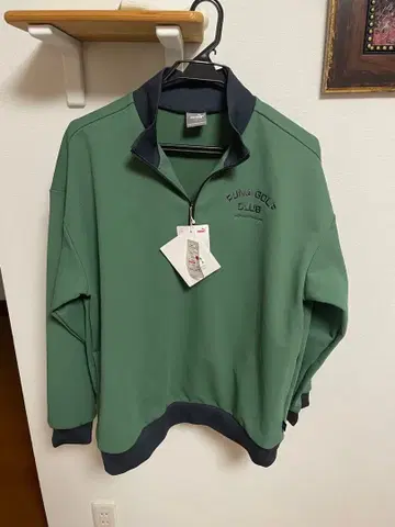 PUMA 그린 하프 지퍼 골프웨어 L