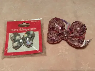 [레어] 도쿄 디즈니 리조트 리본 머리끈 & 핸드폰 스팽글 씰