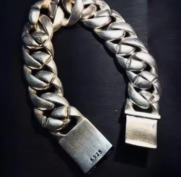 [ 세일 중 ] 실버 925 각인 있음 초와이드 키헤이 체인 팔찌 빈티지