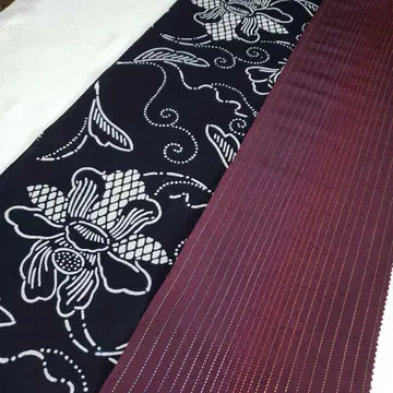 반폭 오비 겐지 이야기 면린넨 순수 실크  리버서블