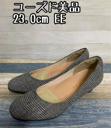 유즈드 23.0cm 2E 체크 무늬 라운드 펌프스 c241