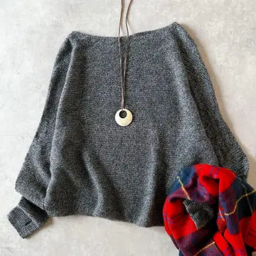 갤러리 바이 울 캐시미어 홀 가먼트 보트넥 니트 손가락 구멍