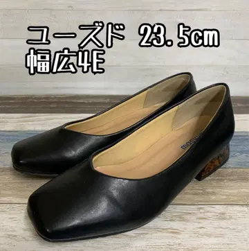 유즈드 24.5cm 4E 블랙 계열 스퀘어 펌프스 c239