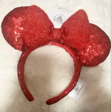 플로리다 WDW 빨간 미키 모양 스팽글 리본 머리띠