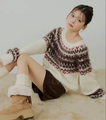 chico 노르딕 무늬 루즈 니트 아이보리