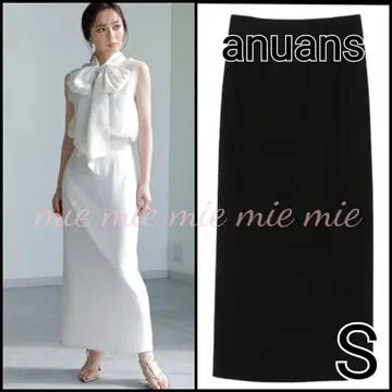 anuans 아뉴앙스 백 새틴 타이트 스커트 블랙 S