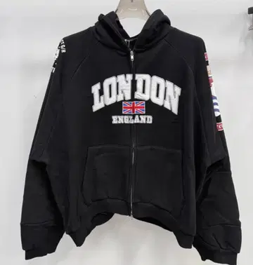 LONDON ENGLAND 후드 부착 후드티 블랙