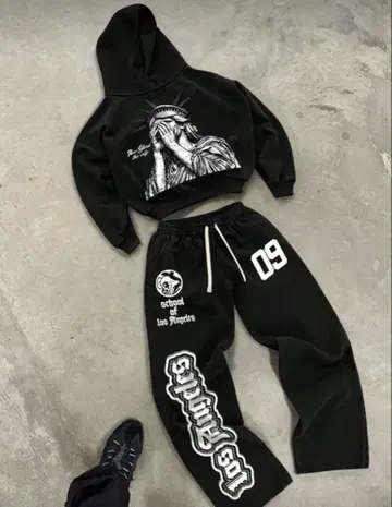 UK 드릴 후드티 셋업 HIPHOP 한국 y2k