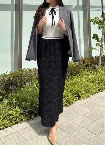 익명 배송 LILLIAN CARAT 블랙 롱 스커트 사이즈 2